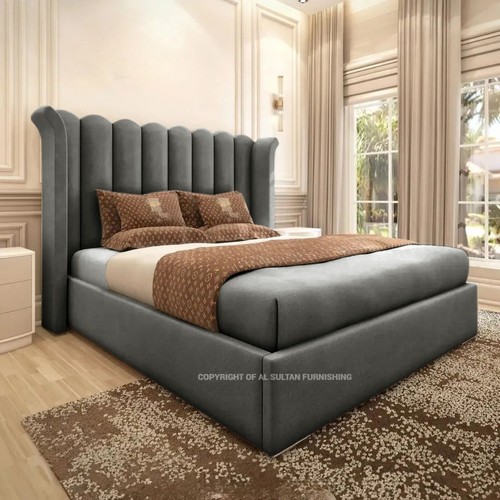 Ottoman bed frame winged plush - bed,