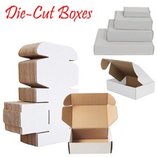 White Die Cut Folding Lid Postal Cardboard Boxes Small Parcel Shipping Cartons