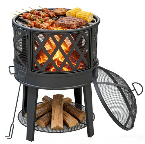 Wood burning fire - wood, pit