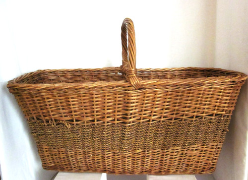 Antique handmade wicker basket - handmade,