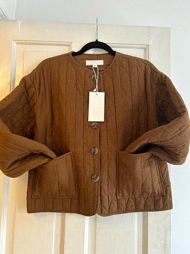 Zara quilted jacket brown - zara,