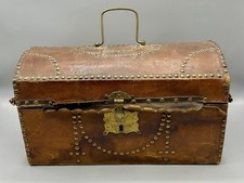 Rare William Robertson Greenwich Leather Document Box c.1850s Brass Tack Trunk