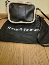 Russell &Bromley Robin Black Leather Shearling Trim Crossbody Bag