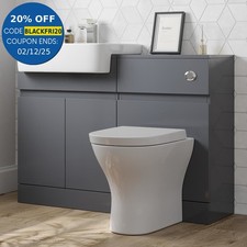 Affine Bathroom Toilet WC Basin Sink Vanity Unit Combination Grey Gloss 600mm