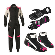 OMP FIRST Elle Ladies SET Suit Shoes Gloves Pack Rally Racing FIA BLACK PINK