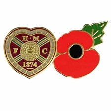 New Hearts FC P0ppy Remembrance Badge, Hearts Lest We Forget Souvenir Pin Badge
