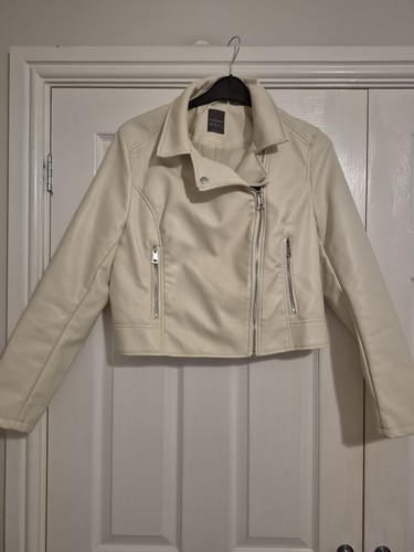 Cream faux leather - jacket, size