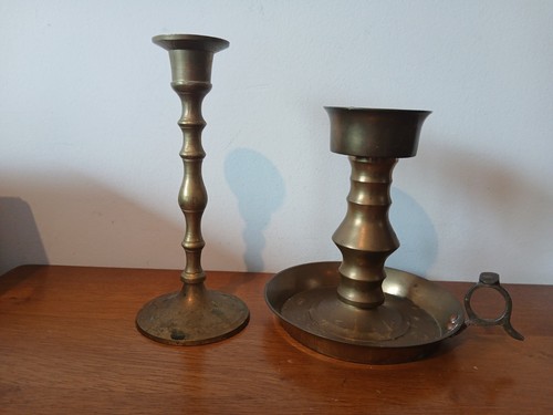 Two brass candle stick holders