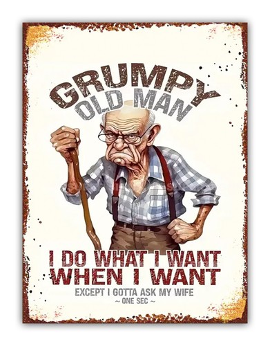 Funny grumpy old man - old, metal