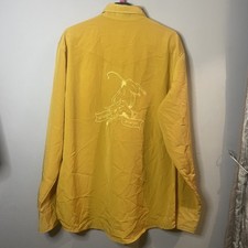 Vtg WRANGLER Men Large Yellow Western Shirt Pearl Snap Embroidered Rodeo Bull