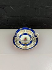 Royal Grafton Vintage Floral Pattern 9259 Blue Tea Cup and Saucer Set