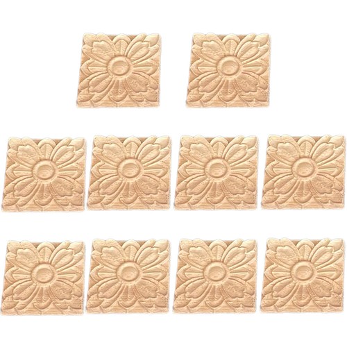 10pc wooden carved applique - wooden,