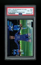 2021 STADIUM CLUB CHROME UEFA KAI HAVERTZ BLUE PRISM REFRACTOR PSA 6 WINNING GOA