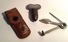 VINTAGE TERRYS HEDGEHOG TOBACCO PIPE REAMER PLUS PIPE TOOLS IN LEATHER CASE