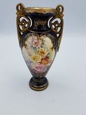 ANTIQUE ROYAL BONN GILTED TWO HANDLED VASE HAND PAINTED FRANZ ANTON MEHLEM 1890