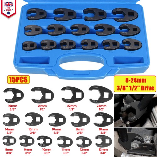 15x crowfoot wrench set - 15x, metric