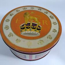 Queen Elizabeth Biscuit Tin 1950s Peek Frean British Royals London 20cm vintage