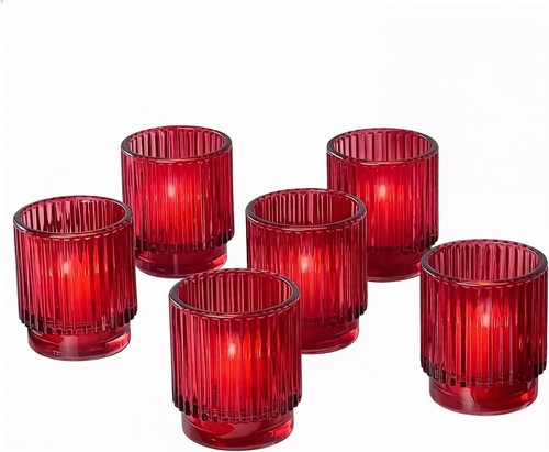 Vintage ribbed red glass - red,