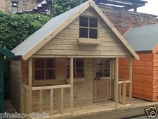 6x8 Childrens Wooden Playhouse Two Storey Kids Mini Chateau Tanalised T&G Den