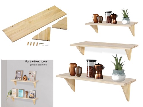 Natural wood wooden shelf - natural,