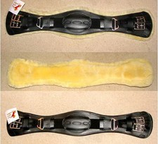 FSS Leather SHEEPSKIN LINER Humane Anatomic Comfort SHAPED Dressage Girth BLACK