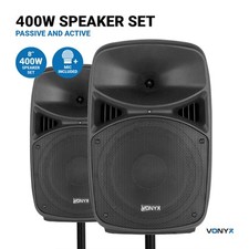 Vonyx VPS 8" DJ Speaker Set with Bluetooth & Microphone - 400W Active PA System