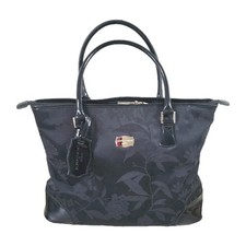 Jasper Conran Tripp Large Tote Weekend Bag Black Floral Canvas Studded Base VGC