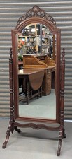 George V Mahogany Decorative Carved Cheval Free Standing Dressing Mirror