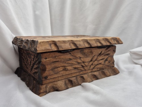 Vintage hand carved wooden box - vintage,