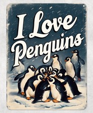 I Love Penguins Metal Poster