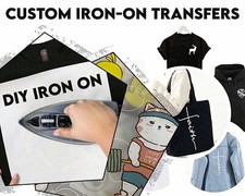 Personalised Iron On Heat Transfers T-shirt Garments Custom Design Photo & Text