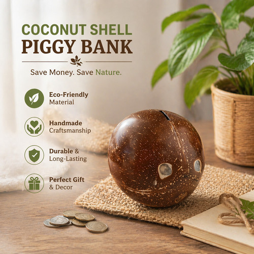 Coconut wooden piggy - x,