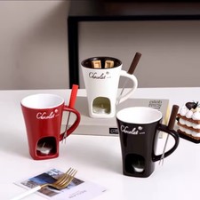 Mini Fondue Mug Set - Chocolate, Cheese, Ice Cream Maker Kit - 1 piece - (Red)