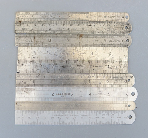 Set vintage steel - 6'', rule