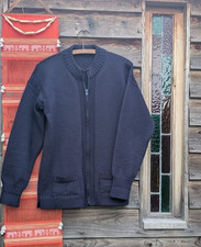 Le Tricoteur Unisex Zipped Guernsey Jacket | Navy | 38" Chest | Made in Guernsey