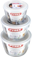 Pyrex Cook & Freeze Round  Borosilicate Glass Dish with Plastic Lid  - White