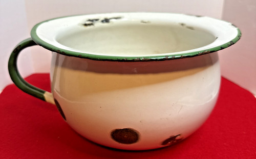 Vintage enamelware chamber - vintage,
