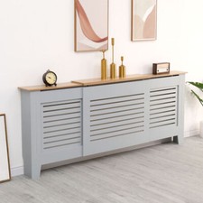 Radiator Cover Wall Mounted Modern MDF White Grey Oak Plain Slat Pattern Wooden