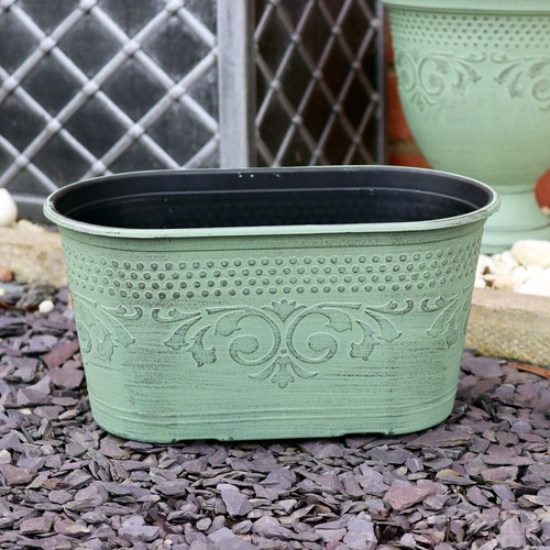 Patina trough planter - patina,