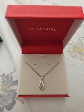 H. Samuel Sterling Silver Double Oval Diamond Pendant Necklace