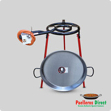 50cm Spanish Polished Steel  Paella Pan & 35cm Gas Burner Kit / Set - Square Leg