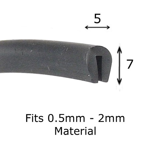 Black rubber channel edging - u,