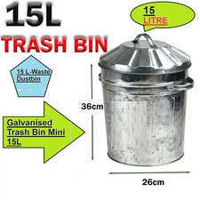 Galvanised Incinerator Heavy Duty small 15L Rubbish Waste burning fire bin