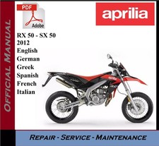 Aprilia RX 50 - SX 50 / RX50 - SX50 2012 Workshop Service Repair Manual on CD