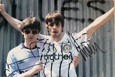 Liam & Noel Gallagher Hand Signed 12x8 Vintage Photo Oasis + Verified COA Proof