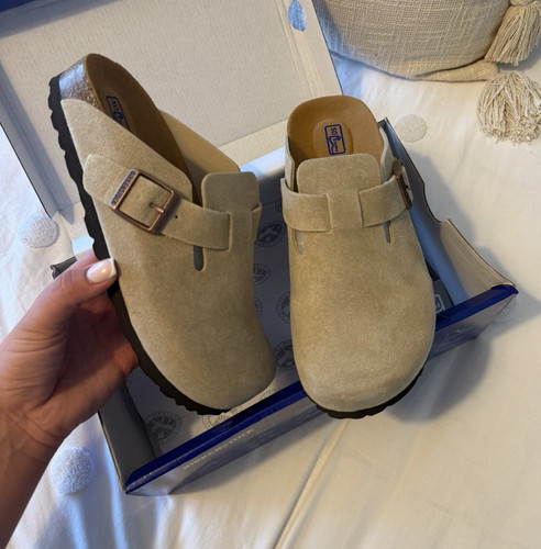 Birkenstock boston beige suede - beige,