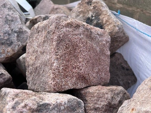 Reclaimed pink granite cobble - granite,