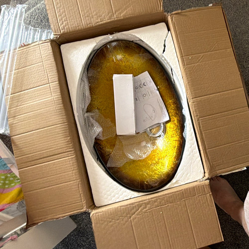 Gold glass oval vessel - oval,