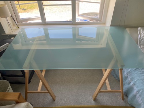 Ikea glass trestle table - glass,