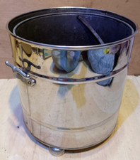 Vintage SilverMetal Coal Scuttle Handle Waste Bin Fire Side Wood Flower Pot Feet